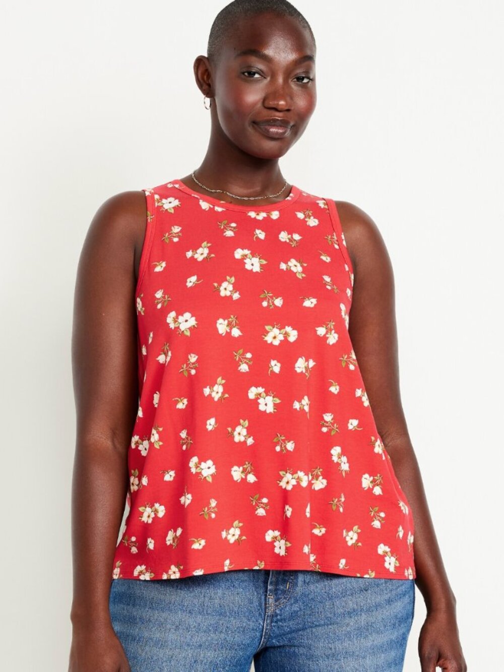 Old Navy Red Floral Luxe Sleeveless Tank Women's US Size L